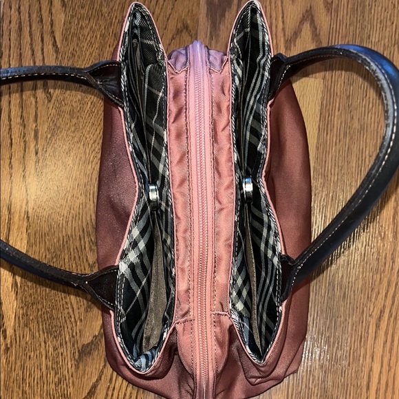 Burberry blue label mauve and black satchel Bag with Leather Handles. EUC! - Picture 5 of 12